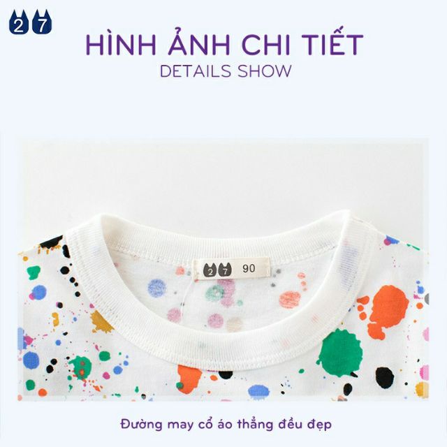 Áo thun bé trai 27KIDS áo cotton cho bé in hình dễ thương hàng xuất Âu Mỹ