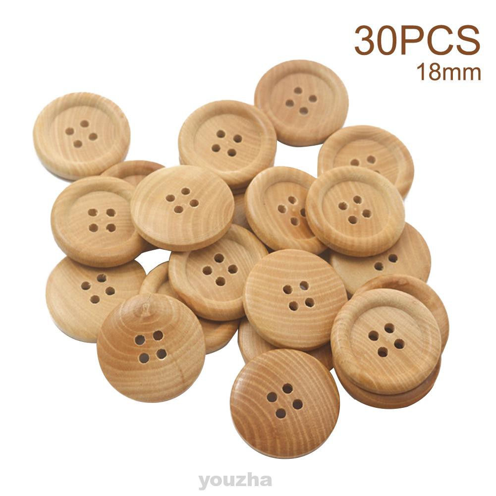 30pcs Solid Home Round Natural Craft For Clothing Hat Decor Wooden Button