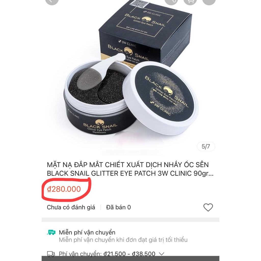 [Auth] Sale Mặt Nạ Mắt Chiết Xuất Dịch Nhầy Ốc Sên Và Ngọc Trai đen Black Snail Glitter Eye Patch 3W Clinic | BigBuy360 - bigbuy360.vn
