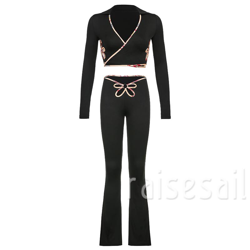 RS Set Áo Trễ Vai Dài Tay + Quần Dài Bó Sát Quyến Rũ Cho Nữ | BigBuy360 - bigbuy360.vn