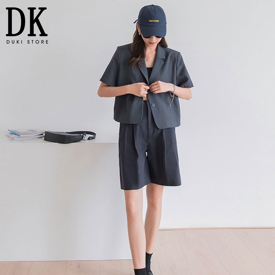 Áo khoác áo vest blazer nữ màu xám đen cao cấp - DUKI STORE