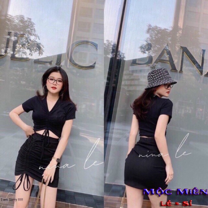 set váy áo có quần trong rút dây mẫu 2021- dv03 - TRENDY