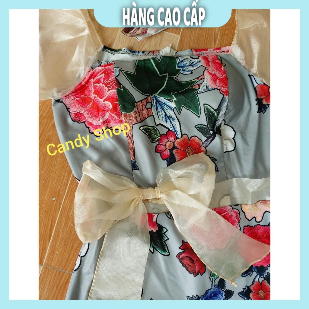 Đầm Nữ - Đầm body hoa hồng tay phồng phối nơ kèm Mút + Ảnh thật (HÀNG SIÊU ĐẸP) | BigBuy360 - bigbuy360.vn