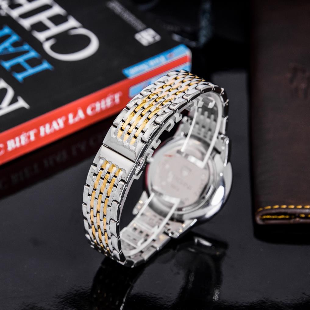 Đồng Hồ Nam Pagini PA5588 - Đính Kim Cương Nhân Tạo - Dây Thép Đúc Đặc - Khóa Cánh Bướm Sang Trọng