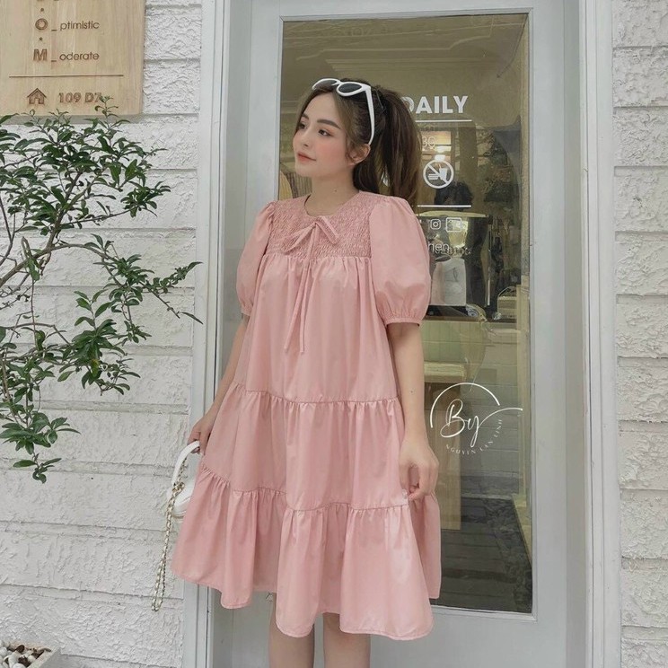 Đầm Nữ Babydoll Màu Hồng Phấn Xinh Xắn Chất Liệu Kate Xịn Thời Trang Nữ  Màu Sắc Nhã Nhặn