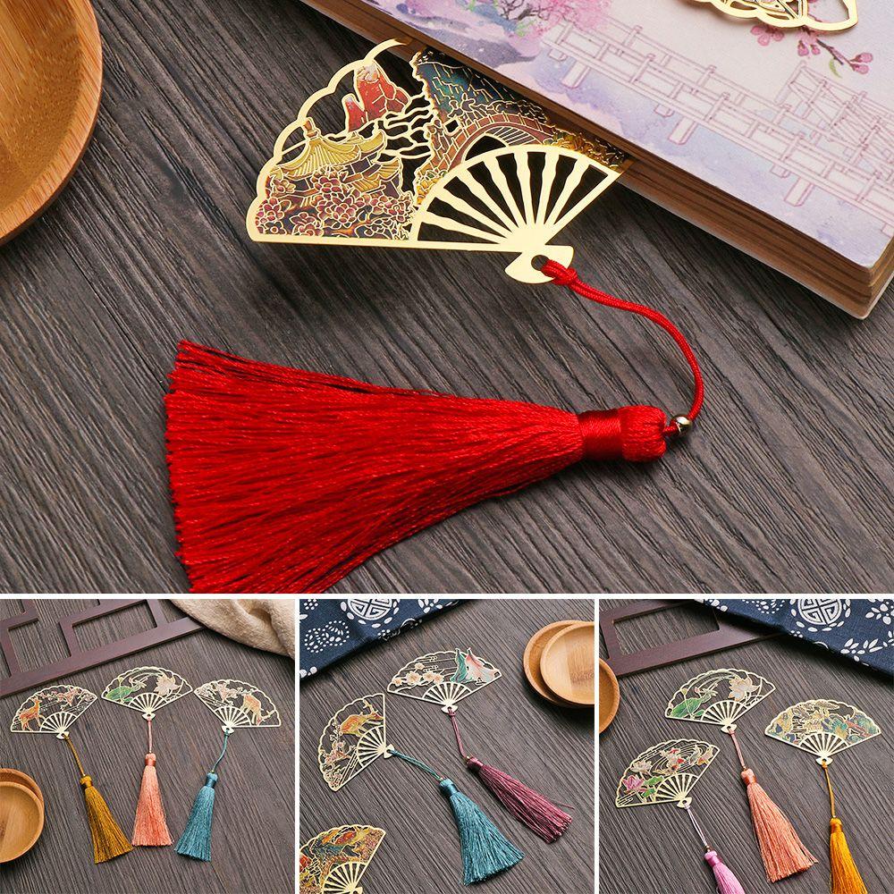 Thẻ Đánh Dấu Trang Sách Bằng Đồng Thau Phối Tua Rua Phong Cách Retro