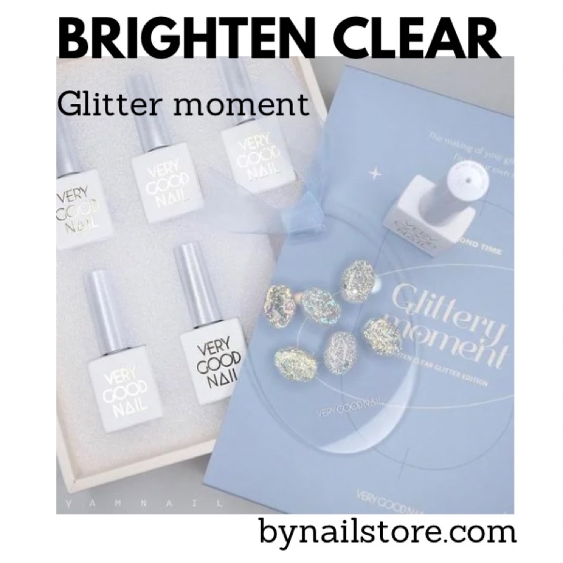 [Verygoodnail] Bộ sản phẩm sơn gel nhũ cao cấp Hàn Quốc collection Glittery moment thứ 2 Brighten clear (6pcs)