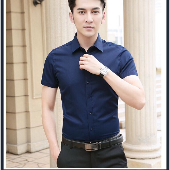 Áo sơ mi nam Ngắn Tay kiểu dáng Hàn Quốc , vải lụa thái mềm mịn , chống nhăn cao cấp | BigBuy360 - bigbuy360.vn