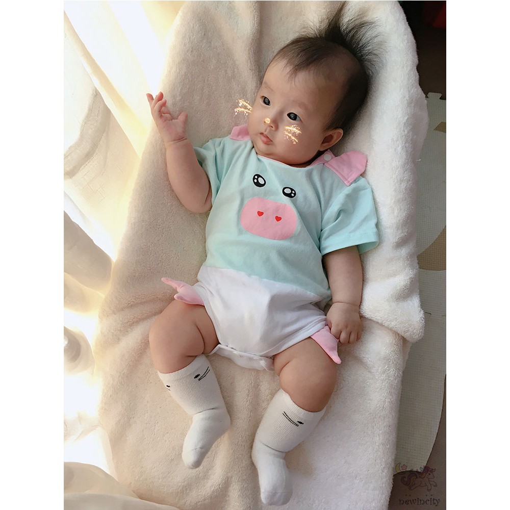 Jumpsuit Tay Ngắn Hoạ Tiết Hoạt Hình Phong Cách Hàn Quốc Cho Bé