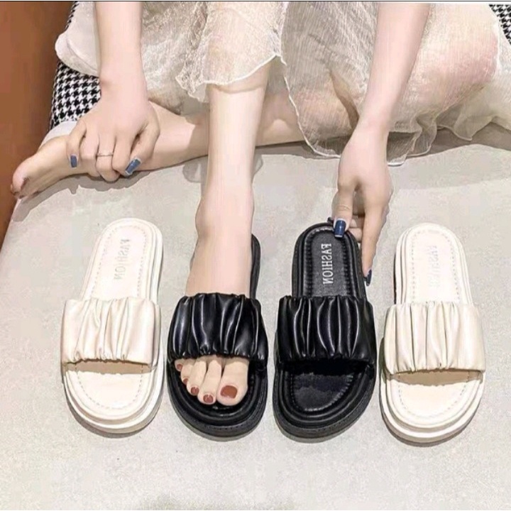 Dép bánh mỳ quai ngang nhún cao 3cm