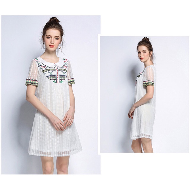 Đầm voan big size suông màu trắng in hoạ tiết size đại 5XL 85-100kg