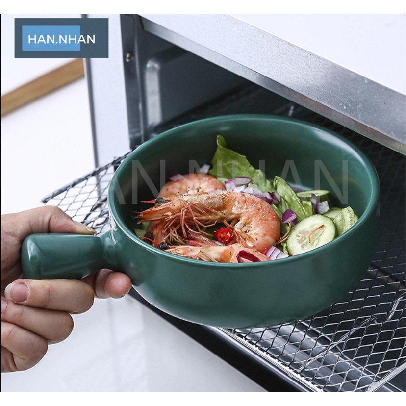 Bát sứ có tay cầm dùng được lò vi sóng, lò nướng - Thố Sứ Cao Cấp Đường Kính 15cm Hàng Loại 1
