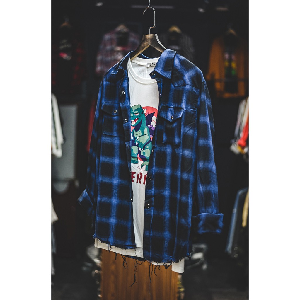 Áo Sơ Mi Dài Tay Sọc Caro Nam Nữ Thời Trang