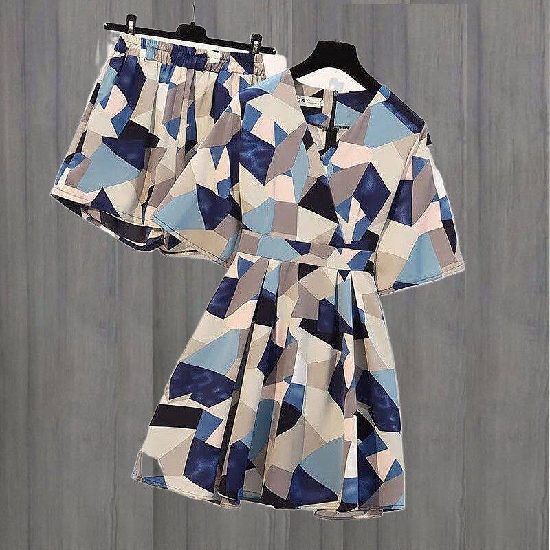 Set Đầm Ngắn + Quần Short Vải Chiffon Thời Trang Mùa Hè Hàng Mới 2022