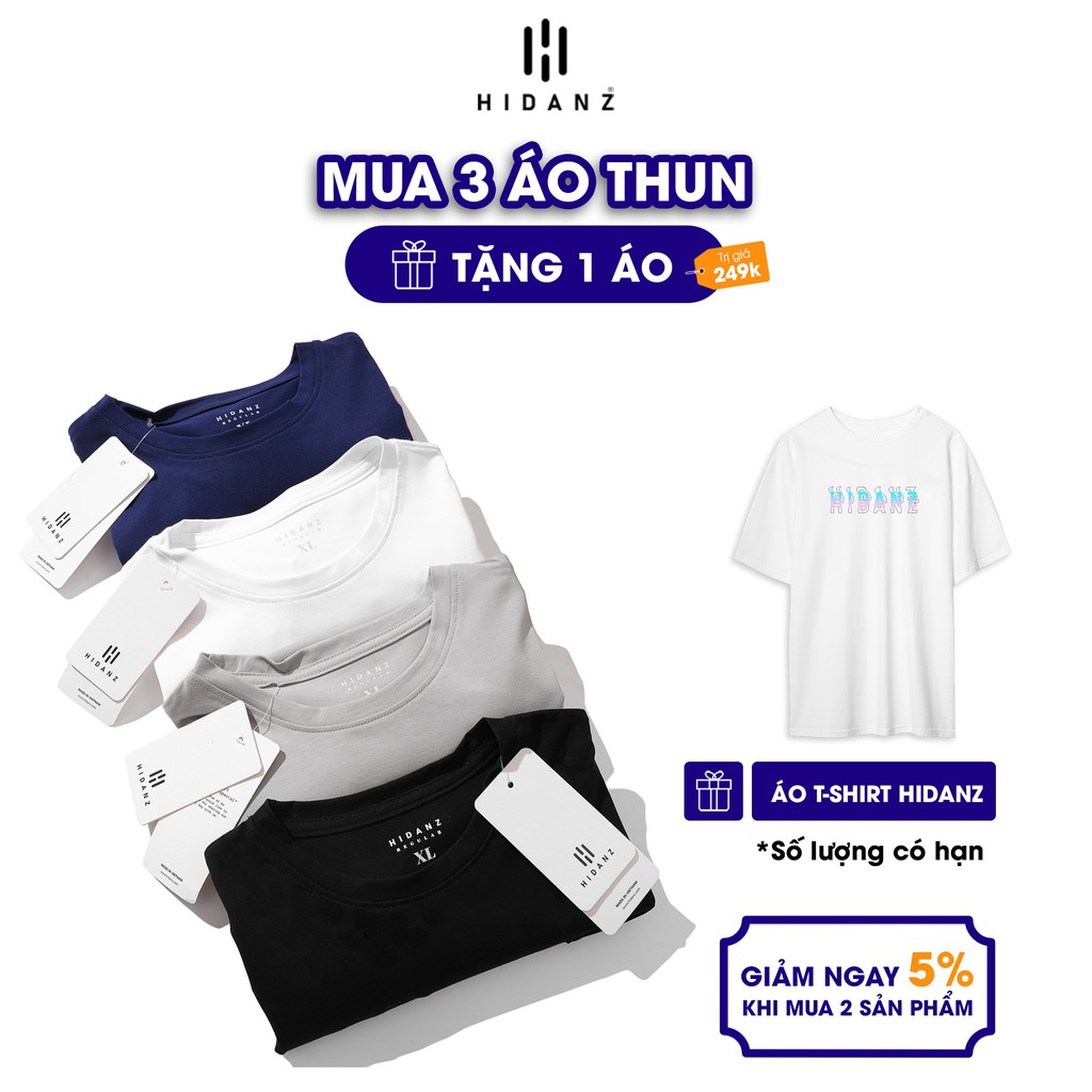 Áo thun trơn nam có túi basic tee HIDANZ chất vải 100% Cotton sang trọng - thoáng mát - co giãn - không xù - TCT01