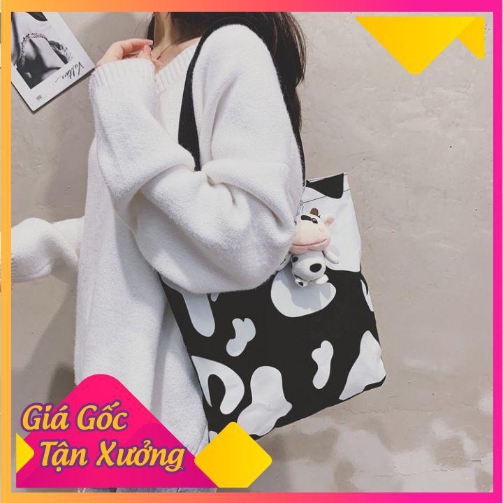Túi tote canvas đeo chéo giá rẻ trơn vải mềm đi học vừa khổ A4