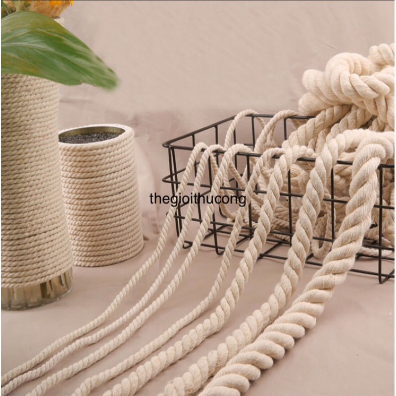 (Bán lẻ )10m dây thừng cotton size 1mm,1,5mm,2mm,3mm,4mm,5mm,6mm,8mm,10mm