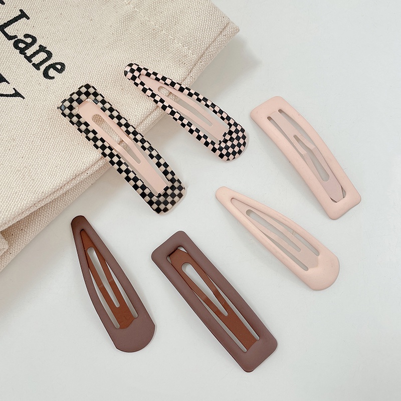 Kẹp tóc họa tiết kẻ ô trắng đen thời trang Hàn Quốc