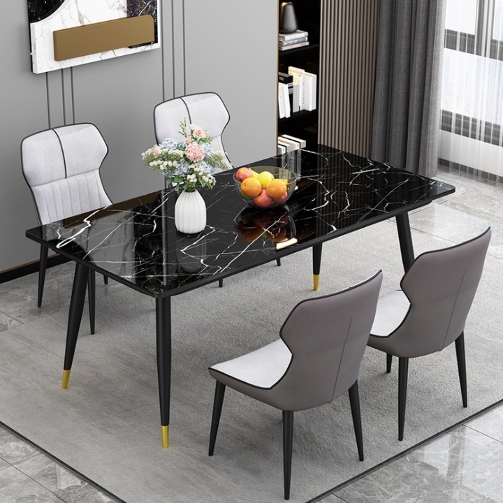 Bàn Ăn Mặt Kính Cường Lực Vân Đá Hình Chữ Nhật Đẹp Sang Trọng Kích thước 140x80cm