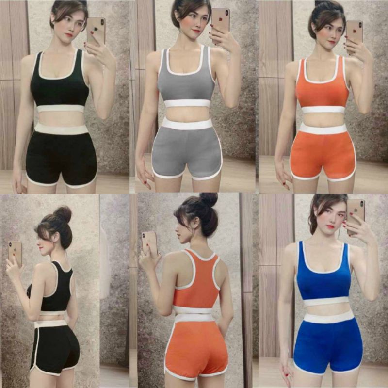 🧘Set đồ thể thao nữ Áo Bra - Quần Short,Bộ đùi viền Tập Gym, yoga Chất thun lạnh,Co Giãn 4 Chiều Thoải Mái Vận Động