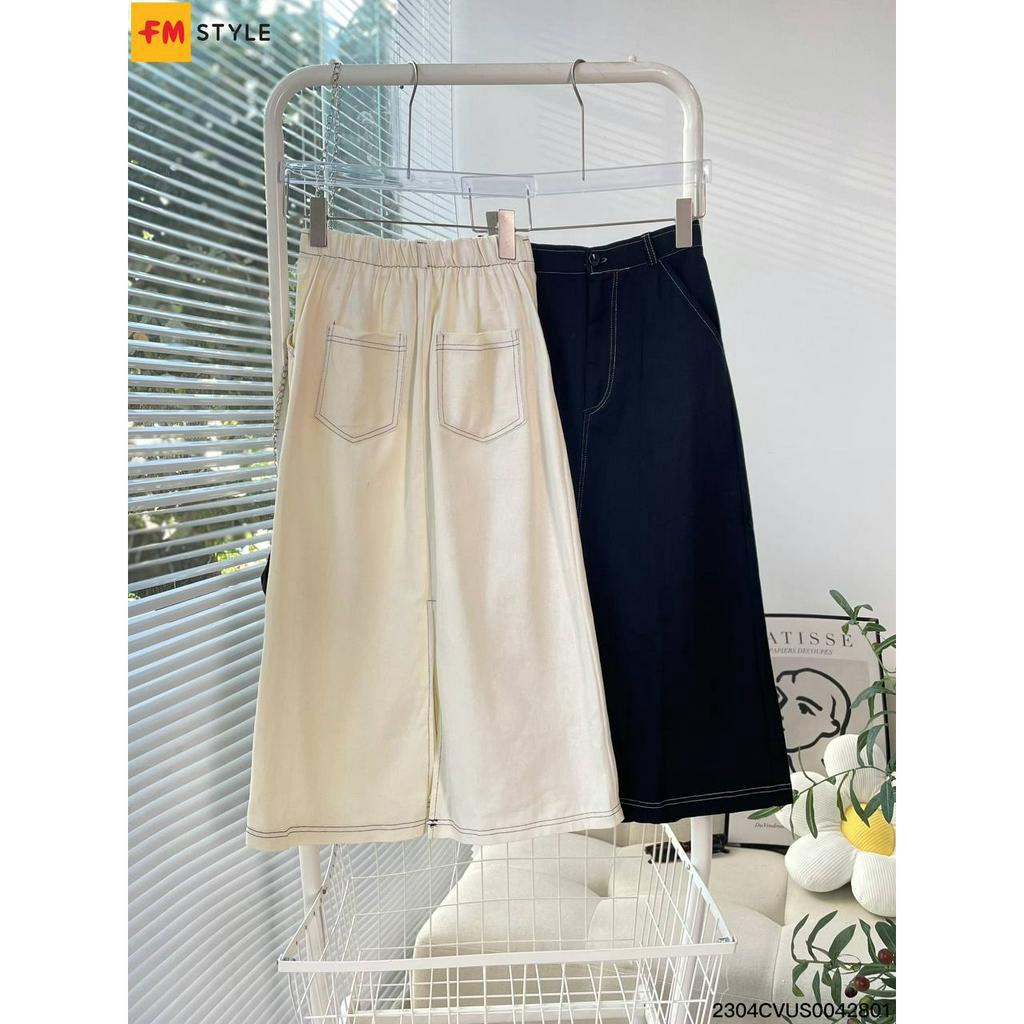 Chân váy dài qua gối FM Style dáng dài midi hoạ tiết chỉ nổi basic siêu xinh thời trang hàn quốc ulzzang 23043280