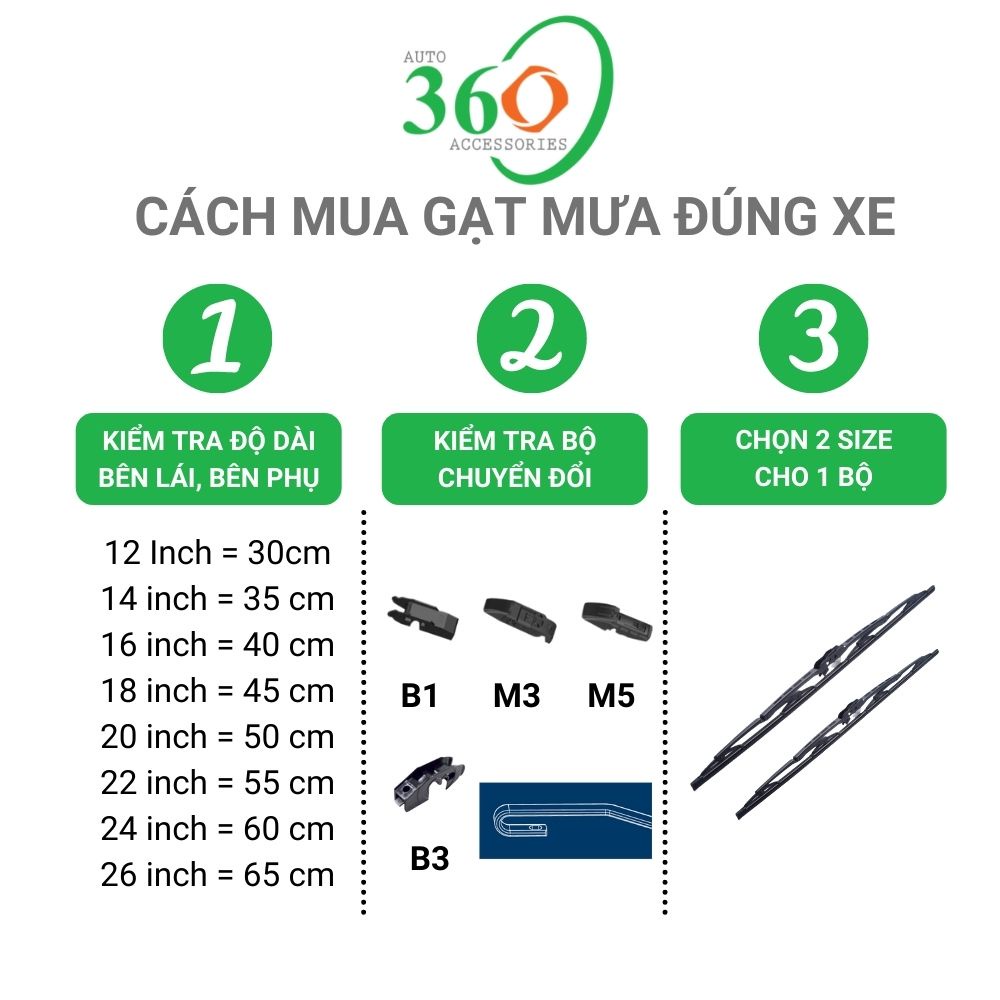 Gạt mưa ô tô Premium, cần gạt nước ô tô của Đức dùng cho xe du lịch và xe tải từ 14 inch - 26 inch