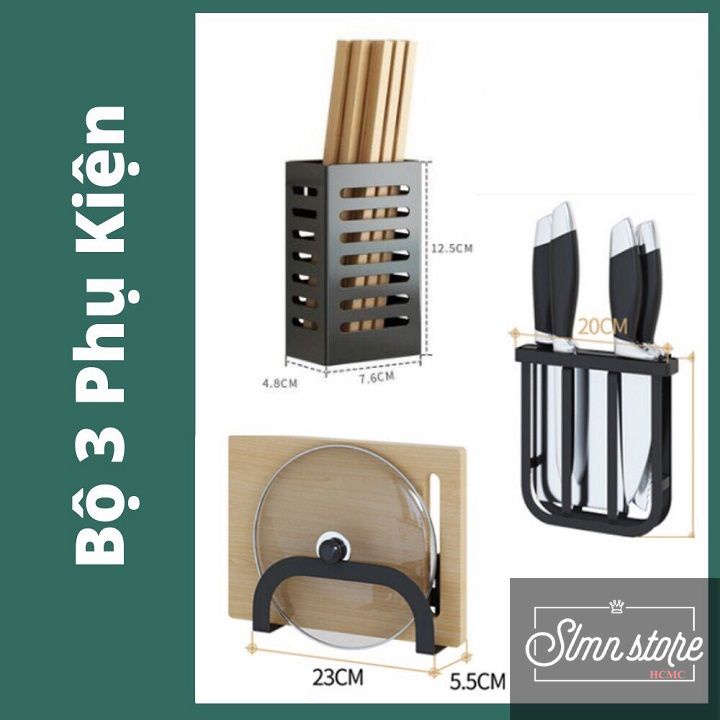 Kệ bếp đa năng INOX phủ sơn tĩnh điện Đen, kệ gia vị cao cấp  Loại Dày. SD3.KGVDEN