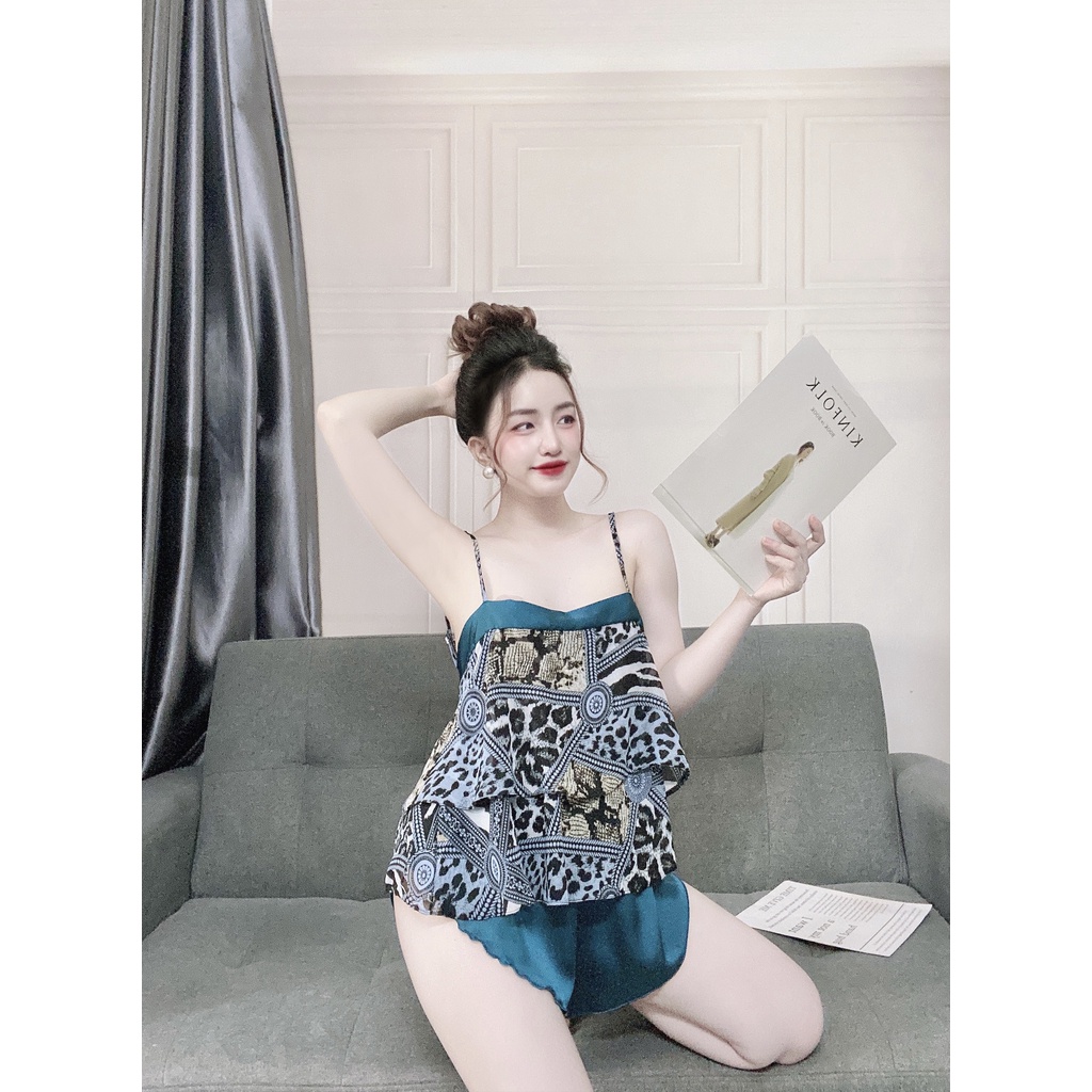 Đồ Ngủ Sexy, Đồ Bộ Mặc Nhà Nữ Áo 2 Dây Hoa Phối Quần Đùi Satin Màu Hàng Đẹp Phong Cách Gợi Cảm, Quyến Rủ Cho Bạn Nữ | BigBuy360 - bigbuy360.vn