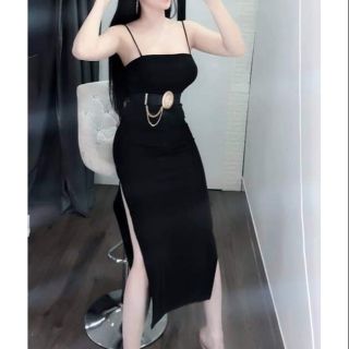 Đầm body 2 dây xẻ 2 tà