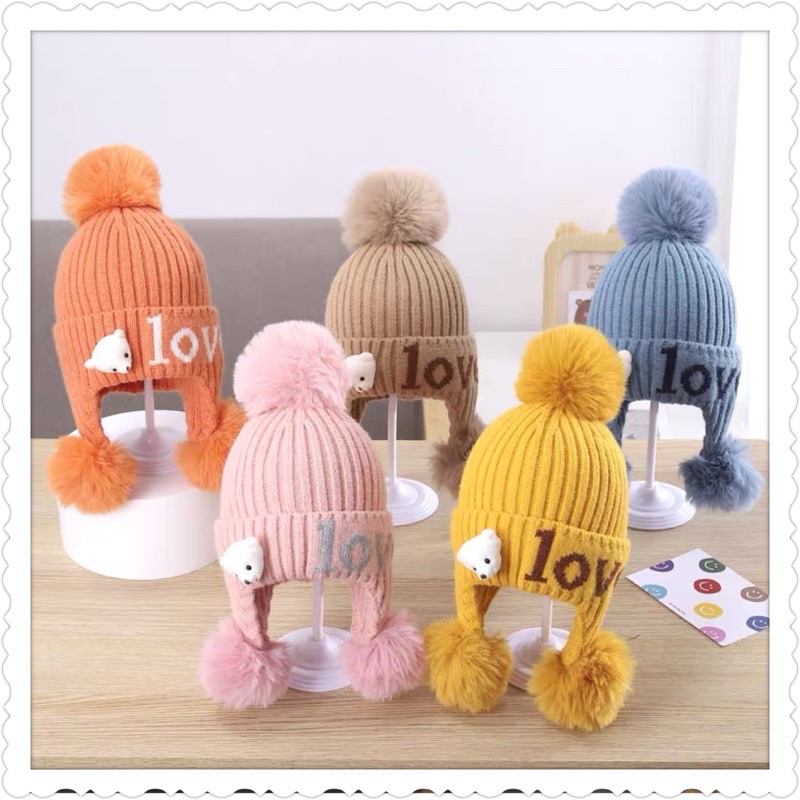Mũ len chụp đầu 3 quả bông thêu dễ thương cho bé trai bé gái phù hợp 5 ...