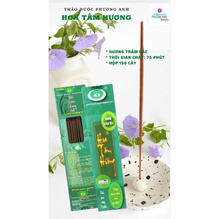 Nhang sạch thảo dược 100%, dài 3 tấc: HOA TÂM HƯƠNG - Hộp 150 cây - Nhang Sạch Hương Trầm Bắc, Hương Quế