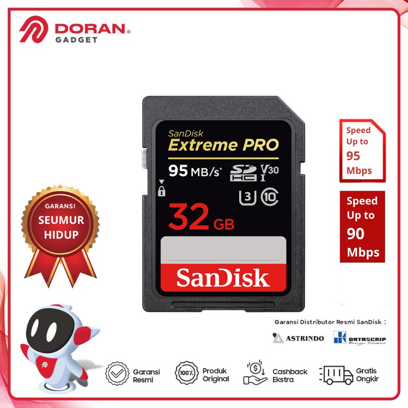 Thẻ Nhớ Sandisk Extreme Pro Cl10 95mbps 32gb Sd