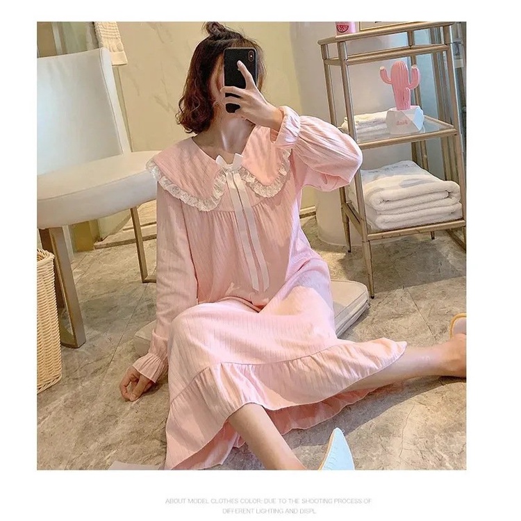 Váy ngủ Công chúa dễ thương mùa đông, đầm ngủ nữ dài tay mặc nhà , iBra's store A2