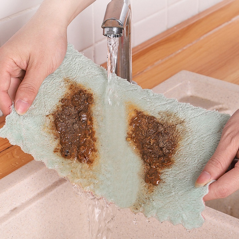 Khăn Lau Chén Dĩa Bằng Sợi Micro Thấm Hút Chống Dính Dầu Tiện Dụng Cho Nhà Bếp