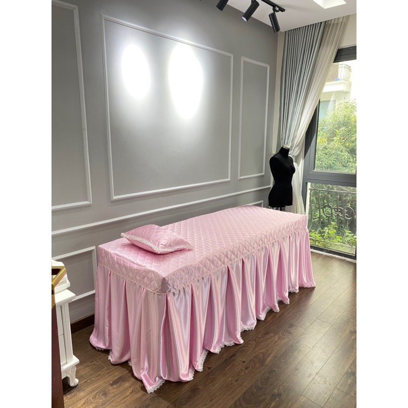 Drap ga phi lụa chần bông giường spa, massage, nail mi, phun xăm