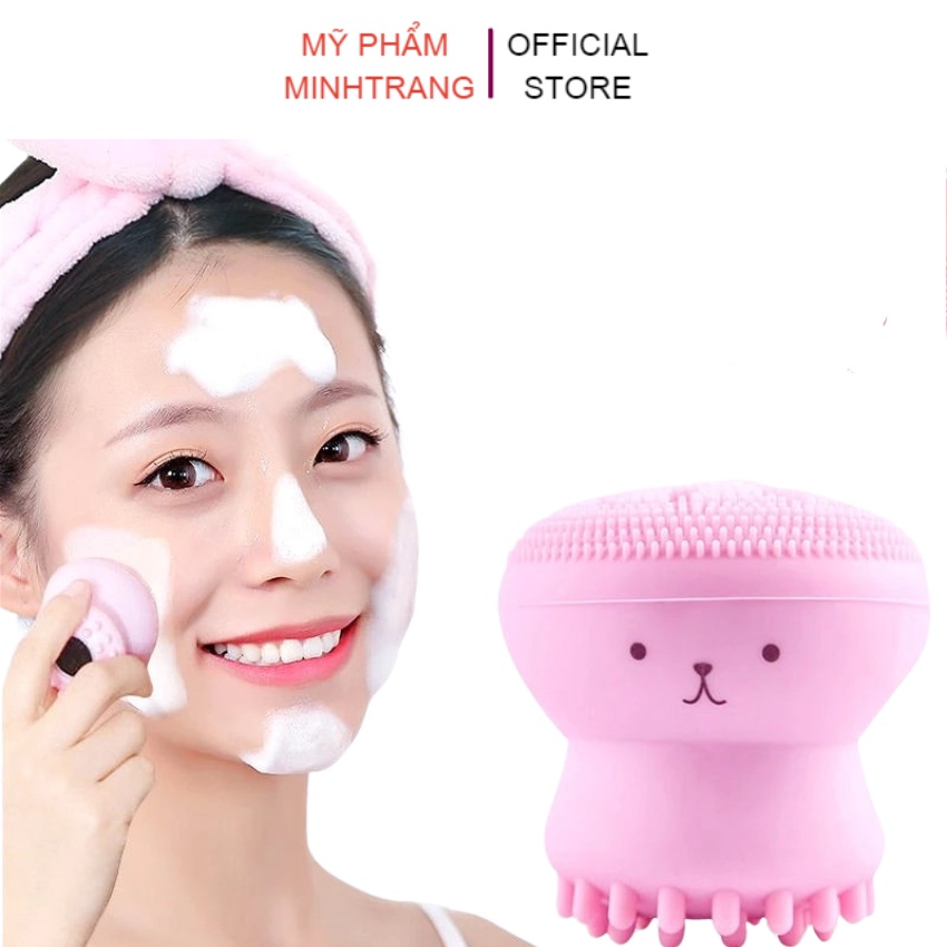 Cọ rửa mặt 2 đầu tẩy tế bào chết hình bạch tuộc chất liệu silicon mềm mại giúp massage da mặt,sạch bụi bẩn và bã nhờn