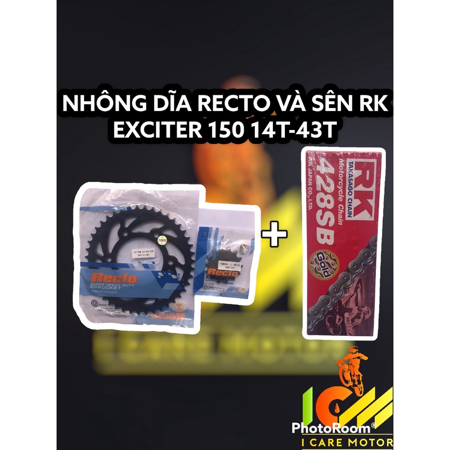 Combo Nhông Dĩa Recto Và Sên RK Chính Hãng Cho Exciter 150