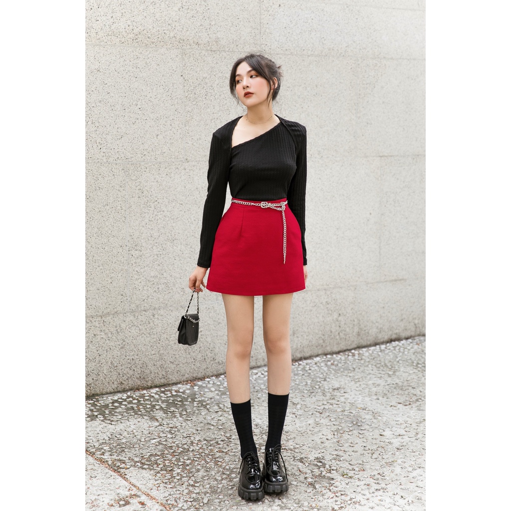 Áo cổ lệch Oversized Đen [XT4]