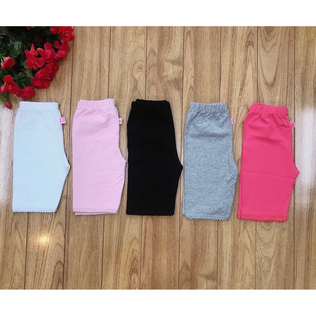 Quần Legging Cho Bé Gái Basic Phối Ren Dáng Lửng và Dáng Dài Size 10-40kg