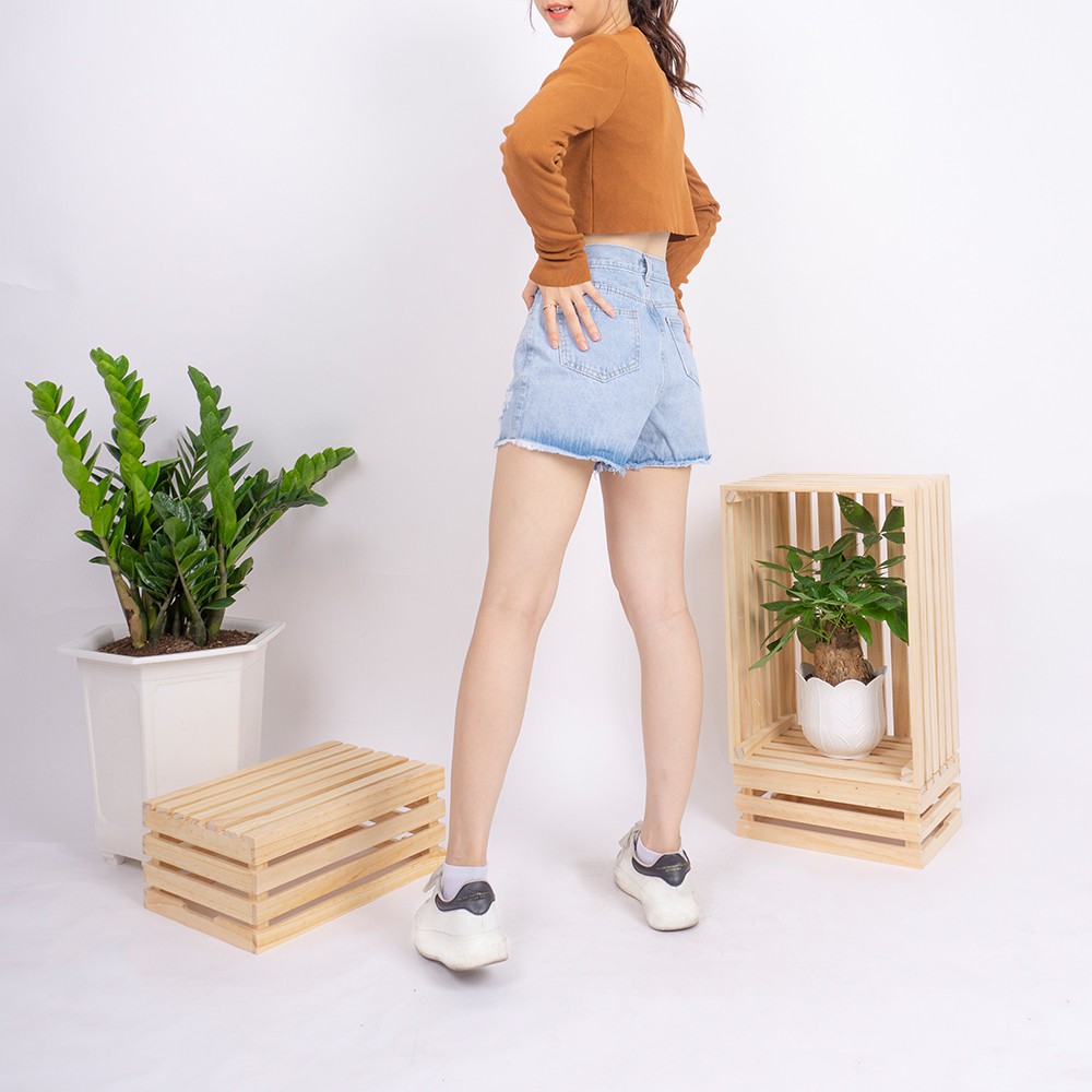 [Mã FAMAYWA giảm 10K đơn 50K] Quần short jean nữ Ulzzang GENZ mẫu lưng cao rách ống thời trang ZWJ013 | WebRaoVat - webraovat.net.vn