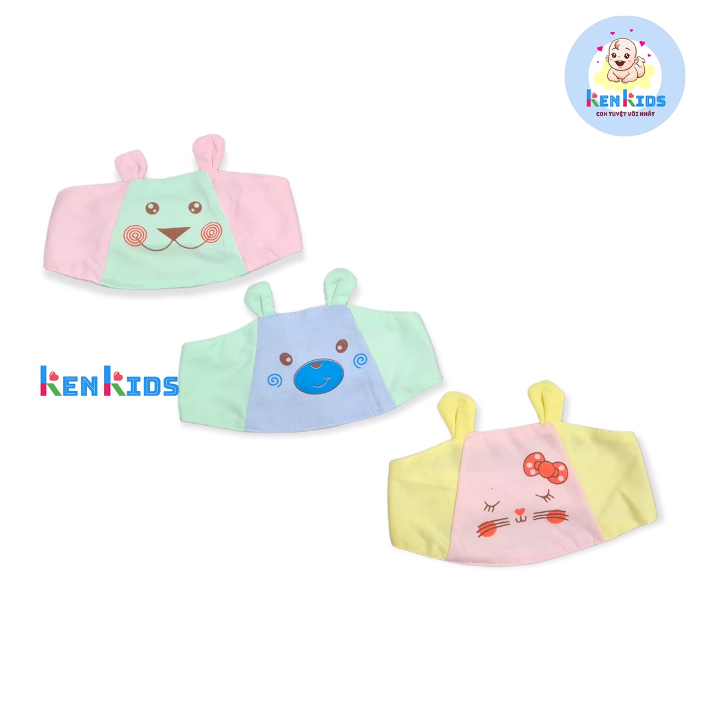 Set 3 Che thóp tai thỏ dán loại đẹp cho bé sơ sinh (0-6 tháng)