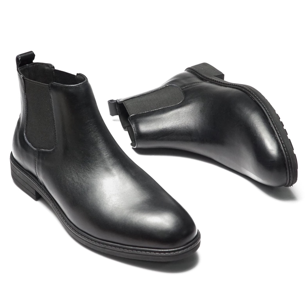 Giày Nam Chelsea Boot Cao Cổ Cao Câp UDANY - GCN08 - Da Bò Thật Trơn Xịn Không Nhăn Màu Đen