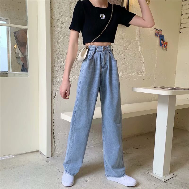 Quần Jeans Nữ Dáng Thụng ⚡ Casper.Store | FREESHIP | ⚡ Quần bò nữ ống suông kiểu quần Culottes, 1 màu trơn basic