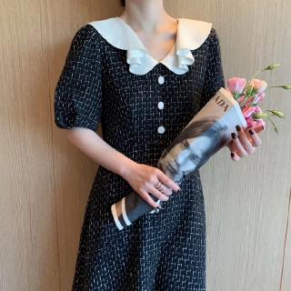 Váy dạ tweed nữ ngắn tay DT