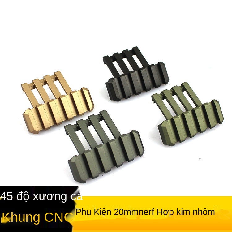 Hợp kim nhôm CNC Phụ kiện mũ bảo hiểm theo dõi xương cá xiên 45 độ Đường ray dẫn hướng 20mm NERF sửa đổi bom nước 4 màu