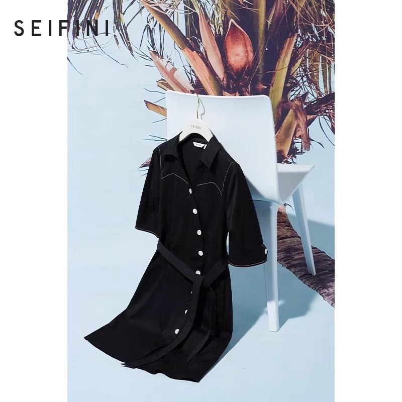 Đầm đen cúc trắng Seifini
