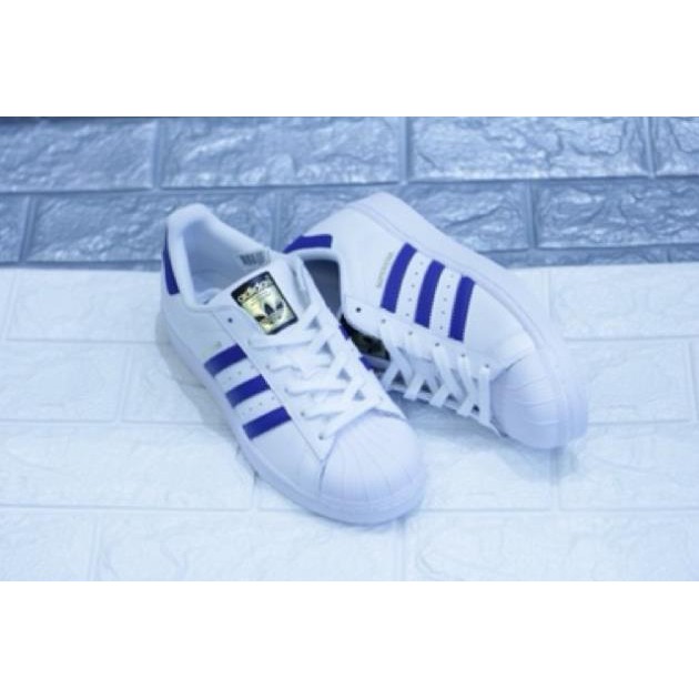 SẴN [ĐẸP] [hàng cao cấp]ư Giày Adidas Superstar xọc xanh tem vàng 100% chính hãng .hàng chuẩn BH 2 Năm 2020 New Có Sẵn >