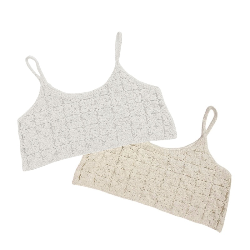 Brroa Ins Áo Crop Top Không Tay Cổ Tròn Ngọt Ngào Phong Cách Boho Mùa Hè Cho Nữ