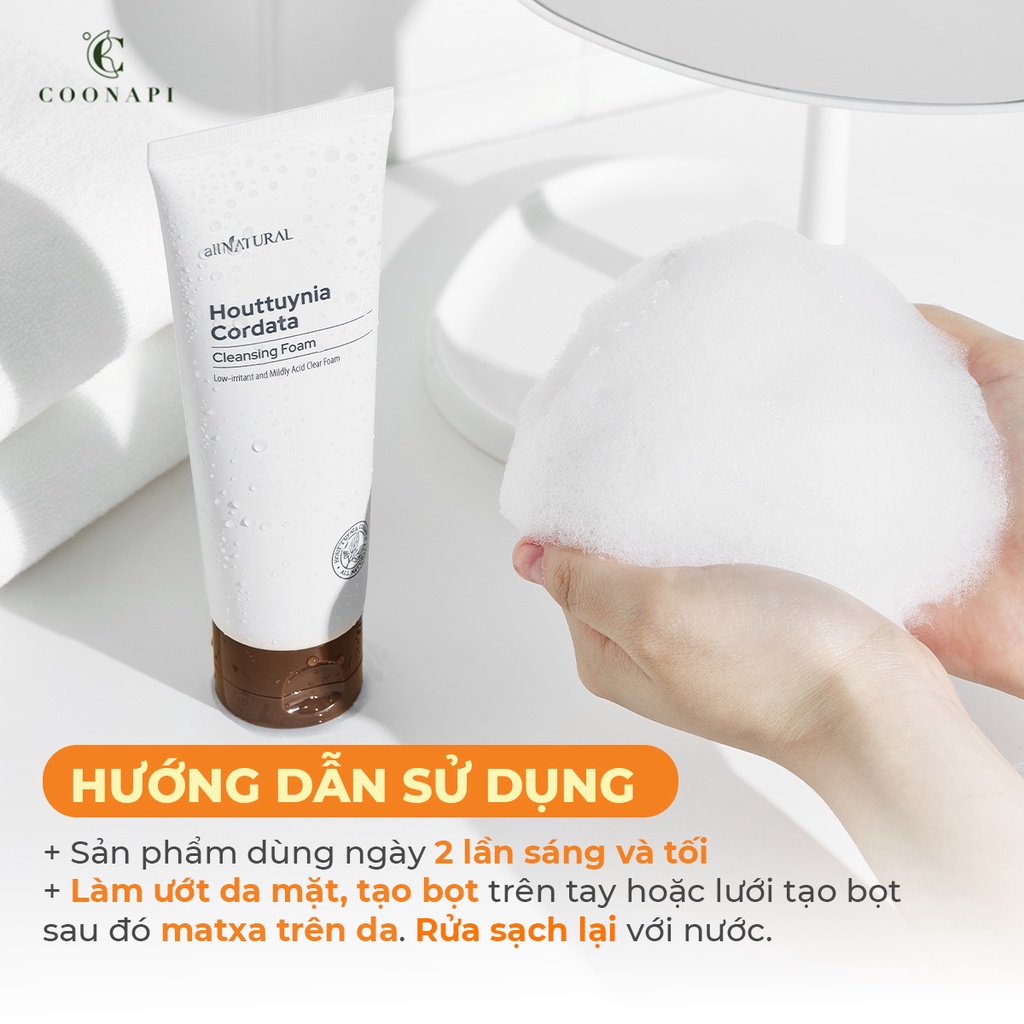 Sữa Rửa Mặt Diếp Cá pH Thấp, Dịu Nhẹ Và Dưỡng Ẩm All Natural Houttuynia Cordata Cleansing Foam 120ml
