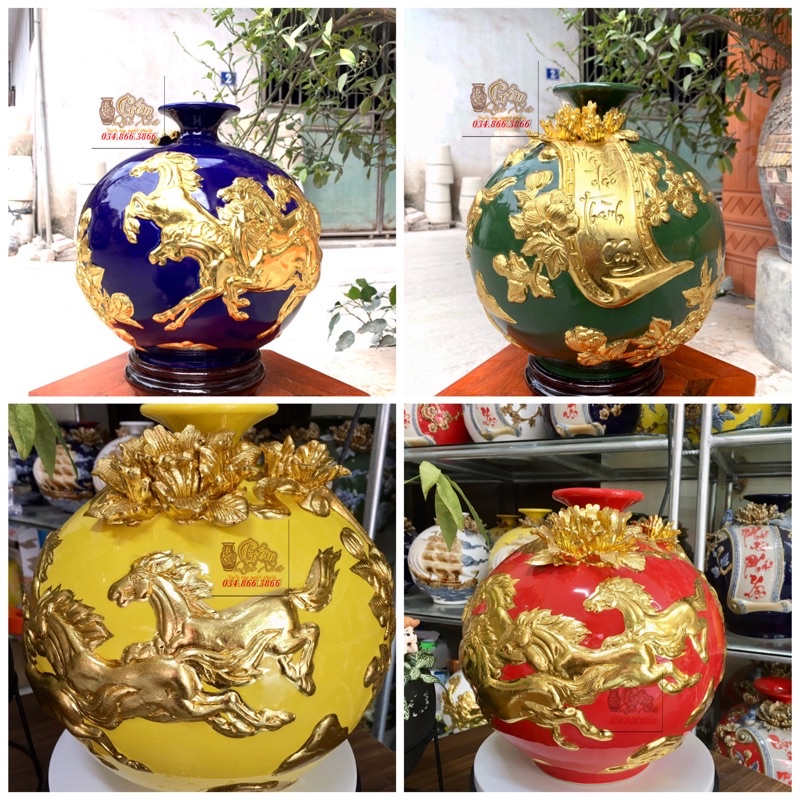 Bình hút lộc dát vàng mã đáo thành công cao 27cm